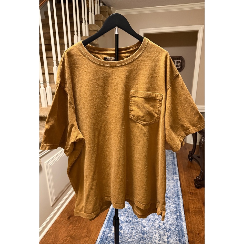 Duluth Trading Co Mens 2XL Relaxed Fit Longtail T-Shirt Pocket Ochre Yellow